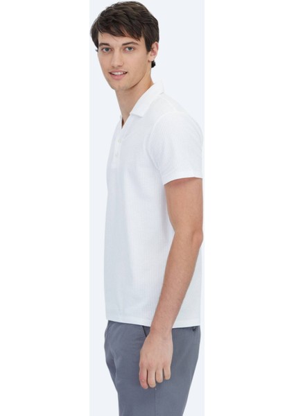 Beyaz Polo Yaka %100 Pamuk T-Shirt