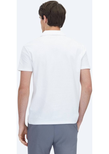 Beyaz Polo Yaka %100 Pamuk T-Shirt