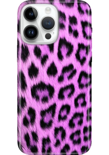 iPhone 15 Pro Max Kılıf Desenli Baskılı Tpu Rubber Kapak Mor Kürk