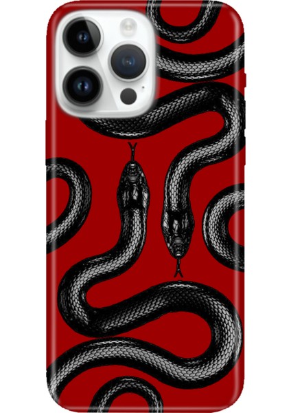 iPhone 15 Pro Max Kılıf Desenli Baskılı Tpu Rubber Kapak Yılan Moda