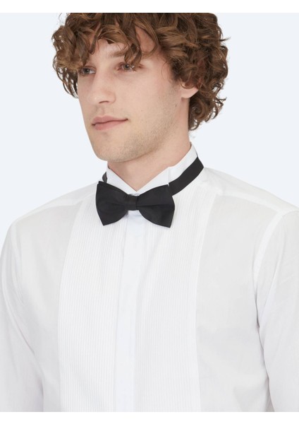 Beyaz Düz Slim Fit Duble Manşet Ata Yaka Smokin Gömlek indirimleri