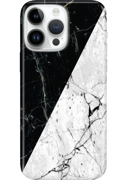 iPhone 15 Pro Max Kılıf Desenli Baskılı Tpu Rubber Kapak Mermer