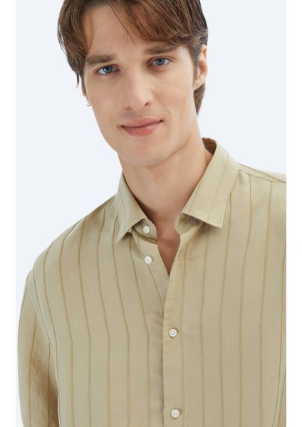 Limon Küfü Oversize Fit Dokuma Casual Gömlek