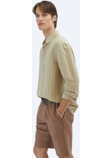 Limon Küfü Oversize Fit Dokuma Casual Gömlek