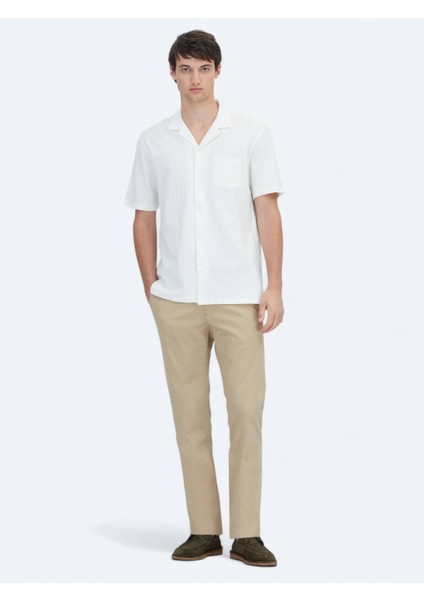 Beyaz Düz Regular Fit Casual %100 Pamuk Gömlek