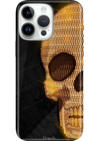 iPhone 15 Pro Max Kılıf Desenli Baskılı Tpu Rubber Kapak Skull Art