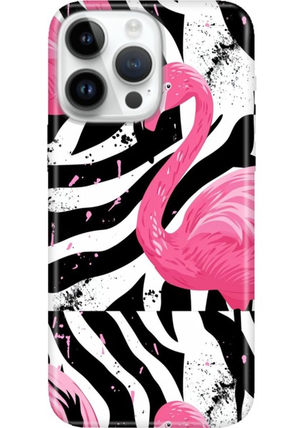 iPhone 15 Pro Max Kılıf Desenli Baskılı Tpu Rubber Kapak X-Flamingos