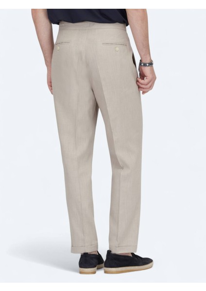 Vizon Dokuma Carrot Fit Casual Pamuk Karışımlı Pantolon