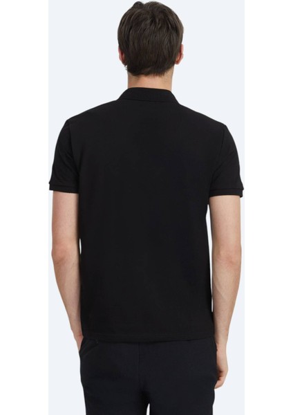 Siyah Düz Polo Yaka %100 Pamuk T-Shirt