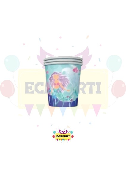 Deniz Kızı Temalı Karton Bardak 8 Li - Doğum Günü Parti Seti Malzemeleri fiyatları