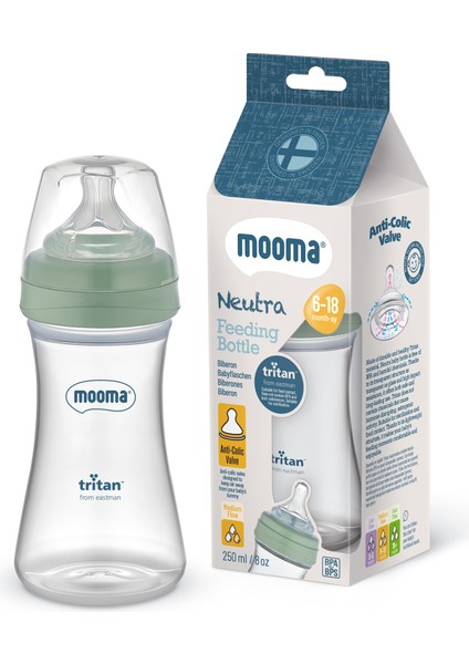 Neutra Tritan Biberon 250 ml 6-18 Ay (Orta Akış) - Çağla Yeşili