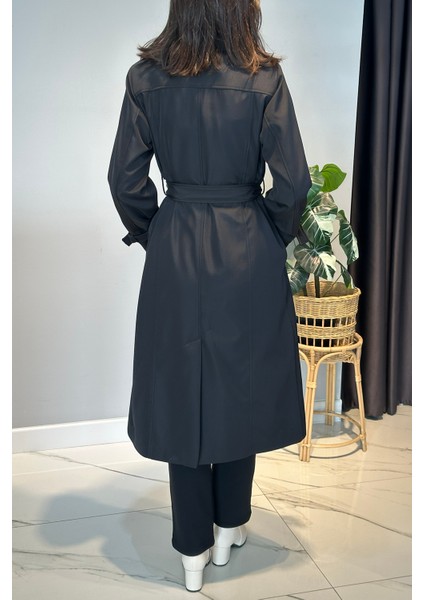 Çıkartılabilir Broş ve Leopar Astar Detay Trençkot 6350 Siyah indirimleri