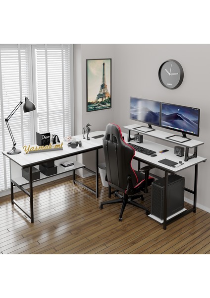 200-B Ceviz L Masa, Oyun Masası, L-Tipi Bilgisayar Masası