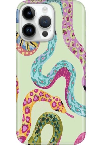 iPhone 15 Pro Max Kılıf Desenli Baskılı Tpu Rubber Kapak Snakes
