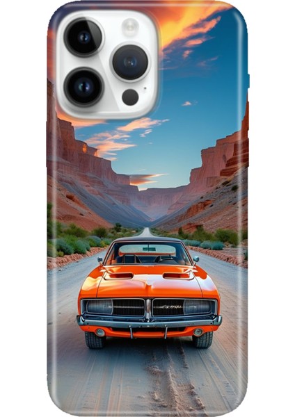 iPhone 15 Pro Max Kılıf Desenli Baskılı Tpu Rubber Kapak Vintage Car