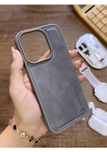 Iphone 13 Pro Uyumlu Premium Deri Dokulu Darbelere Karşı Dayanıklı Nazal Silikon Kılıf