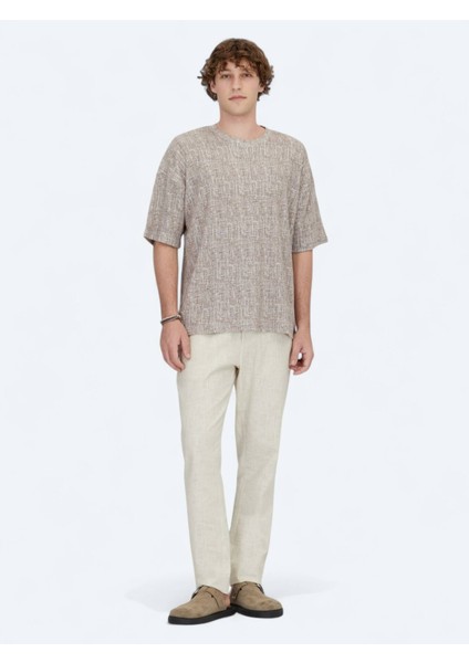 Antrasit Baskılı Bisiklet Yaka Pamuk Karışımlı T-Shirt modelleri