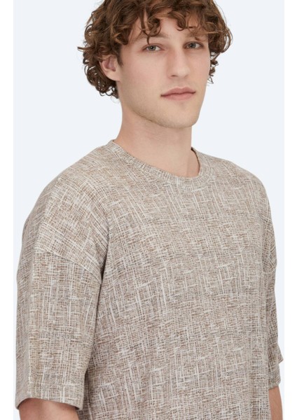 Antrasit Baskılı Bisiklet Yaka Pamuk Karışımlı T-Shirt fırsatları