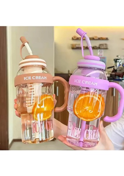 Bıgmug Ice Cream Tritan Pipetli Suluk Detoks Matara 1300 ml fırsatları