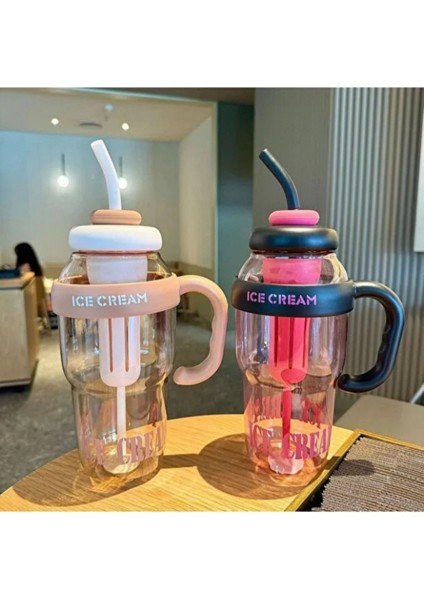 Bıgmug Ice Cream Tritan Pipetli Suluk Detoks Matara 1300 ml