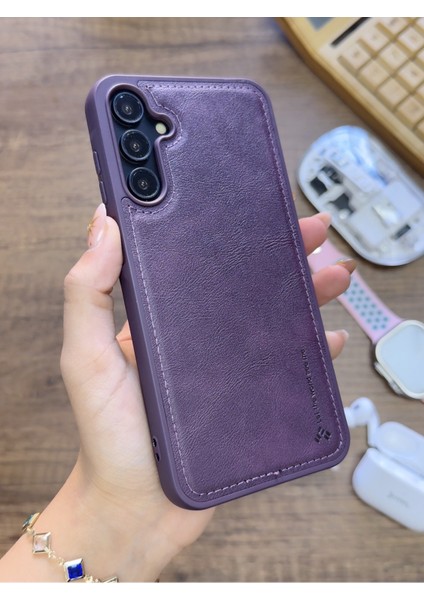 Samsung Galaxy S25 Uyumlu Premium Deri Dokulu Darbelere Karşı Dayanıklı Nazal Silikon Kılıf