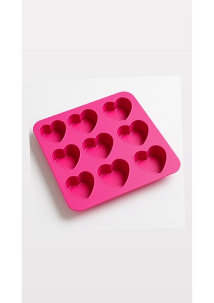 9'lu Kalp Şekilli Kek ve Çikolata Kalıbı -Silikon