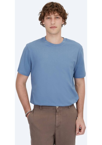 Indigo Bisiklet Yaka %100 Pamuk T-Shirt fiyatları