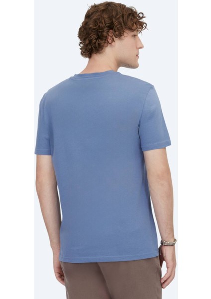 Indigo Bisiklet Yaka %100 Pamuk T-Shirt indirimleri