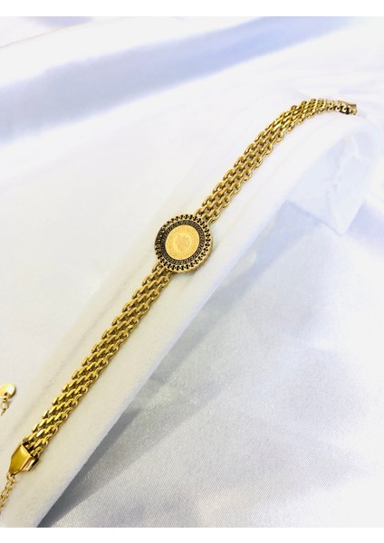 Siyah Şeritli Çeyrekli Çelik Bileklik fırsatları