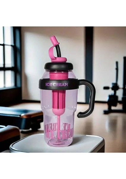 Bıgmug Ice Cream Tritan Pipetli Suluk Detoks Matara 1300 ml