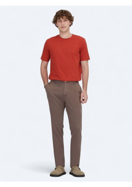 Koyu Turuncu Bisiklet Yaka %100 Pamuk T-Shirt modelleri