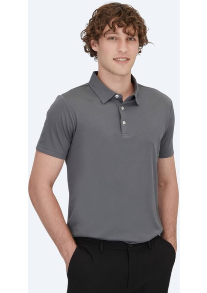 Gri Polo Yaka Pamuk Karışımlı T-Shirt fiyatları