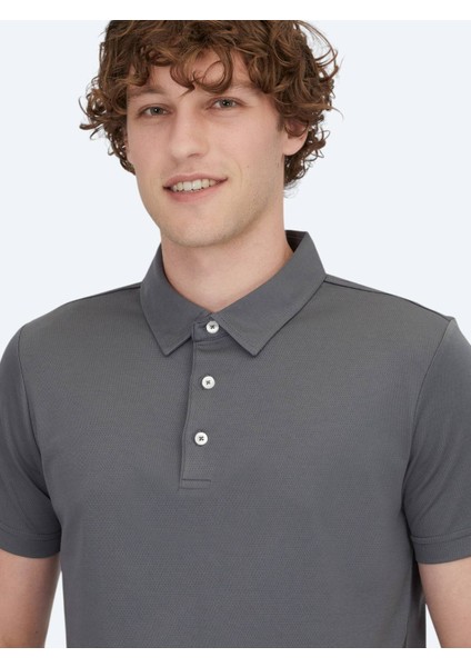Gri Polo Yaka Pamuk Karışımlı T-Shirt fırsatları