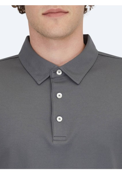 Gri Polo Yaka Pamuk Karışımlı T-Shirt indirimleri
