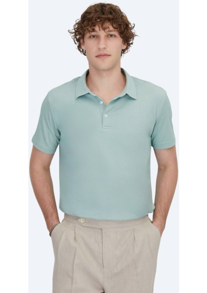 Yeşil Polo Yaka Pamuk Karışımlı T-Shirt fiyatları