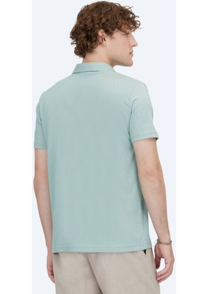 Yeşil Polo Yaka Pamuk Karışımlı T-Shirt