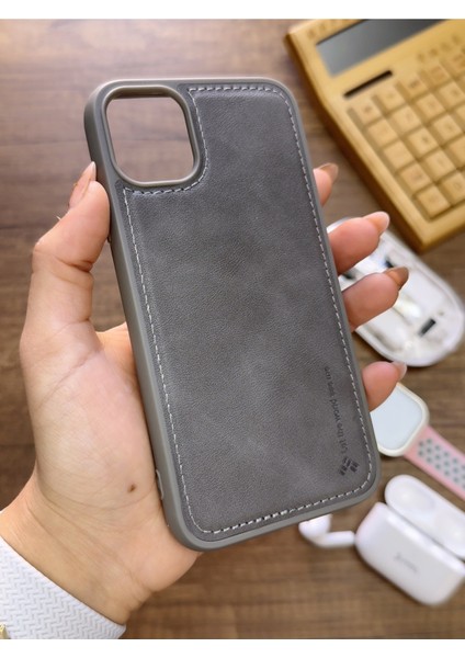 Iphone 12 Pro Max Uyumlu Premium Deri Dokulu Darbelere Karşı Dayanıklı Nazal Silikon Kılıf