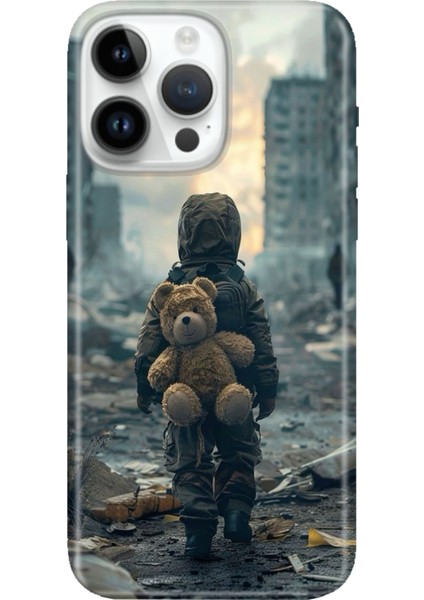 iPhone 15 Pro Max Kılıf Desenli Baskılı Tpu Rubber Kapak Savaşa Hayır