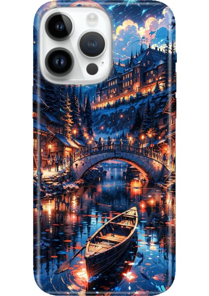 iPhone 15 Pro Max Kılıf Desenli Baskılı Tpu Rubber Kapak Venice Night