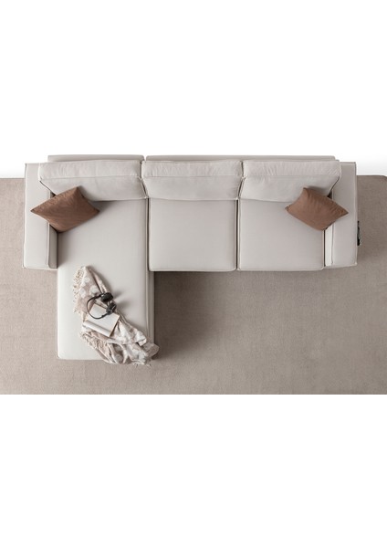 Corner Köşe Koltuk Takımı Sandıklı Krem