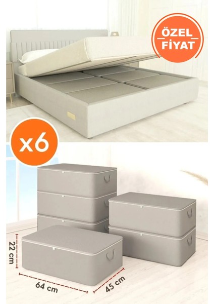 6 Adet Büyük Boy Antrasit Bazaaltı Hurç 64 x 45 x 22 cm - Kalın Gramajlı Kumaş