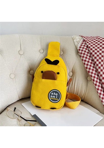 Çocuk Çantaları Sevimli Ördek Erkek Kız Tuval Messenger Çantaları Açık Seyahat Çocuklar Göğüs Çantaları Karikatür Tek Omuz Çantaları Renk: Sarı (Yurt Dışından)