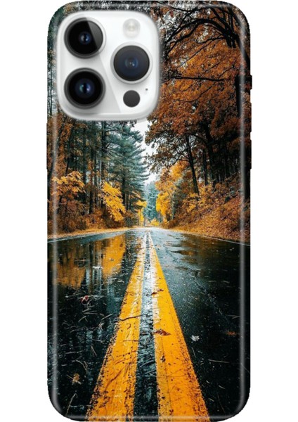 iPhone 15 Pro Max Kılıf Desenli Baskılı Tpu Rubber Kapak Korku Yolu