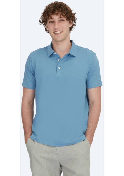 Mavi Polo Yaka Pamuk Karışımlı T-Shirt fiyatları