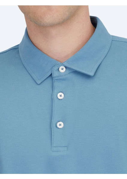 Mavi Polo Yaka Pamuk Karışımlı T-Shirt indirimleri
