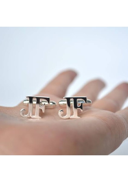 Gümüş Kişiye Özel Jf Tarzı Kol Düğmesi