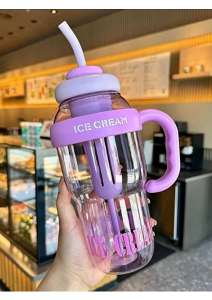 Bıgmug Ice Cream Tritan Pipetli Suluk Detoks Matara 1300 ml