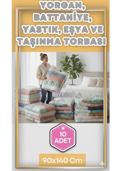 90X140 cm 10 Adet 1.kalite Naylon Torba Büyük Boy Kalın Yorgan Yastık Battaniye Poşeti Eşya Koymalık