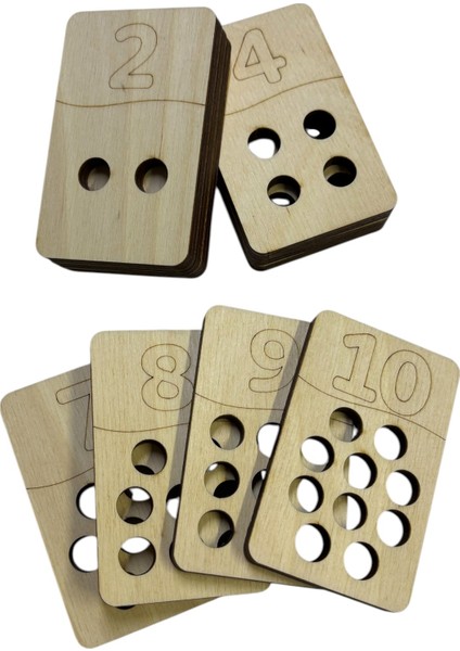 Ahşap Sayma Plakaları, Sayma Öğrenimi, Montessori Matematik Öğrenimi, 1’den 10’a Kadar
