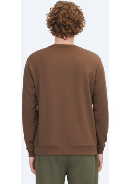 Kahverengi Bisiklet Yaka Sweatshırt